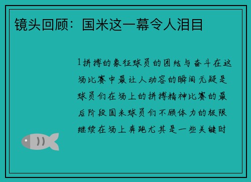 镜头回顾：国米这一幕令人泪目